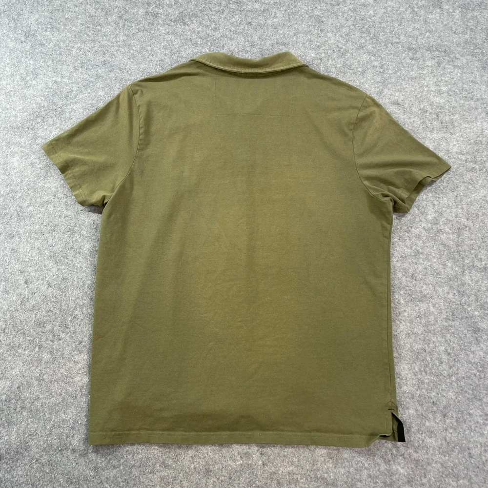 True Religion Mens Polo Shirt L Olive Stretch Short Sleeve Statement Cotton